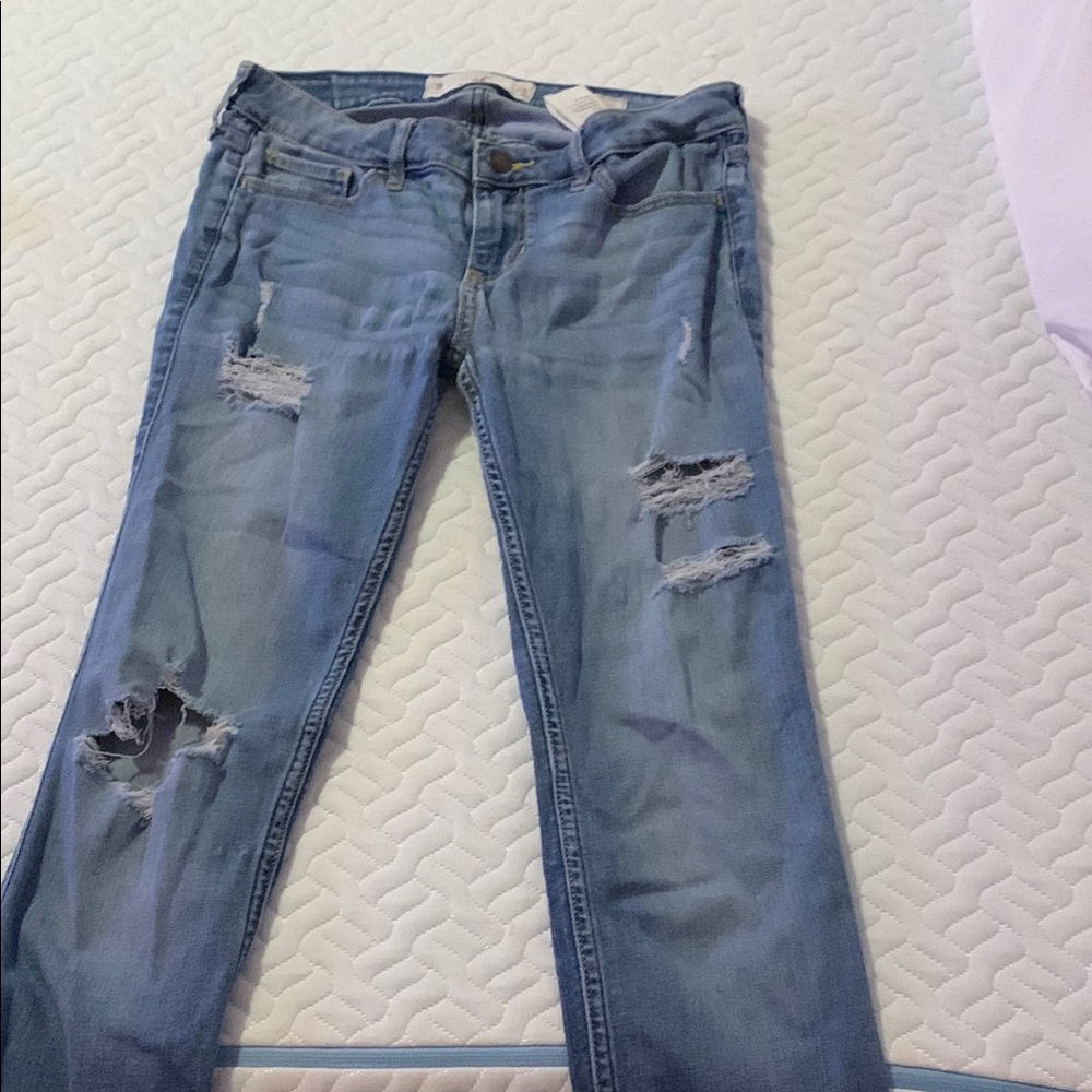 Hollister Blue Skinny Jeans Distressed Style